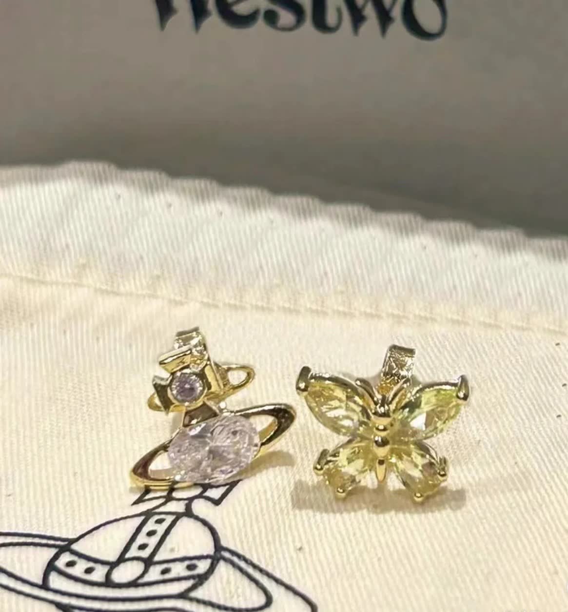 Vivienne Westwood Orb Butterfly Earrings and Necklace Set
